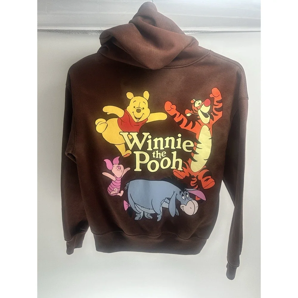 Disney Winnie The Pooh Zip Up‎ Hoodie Womens S Juniors Brown - Picture 2 of 8